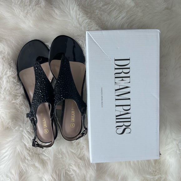 Dream Pairs Women's Aditi Low Wedge Dress Sandals in black with a glitter
finish - Picture 5 of 9